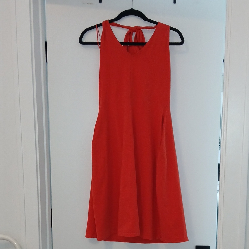 Pact Red Sleeveless Tie-Back A-Line Dress